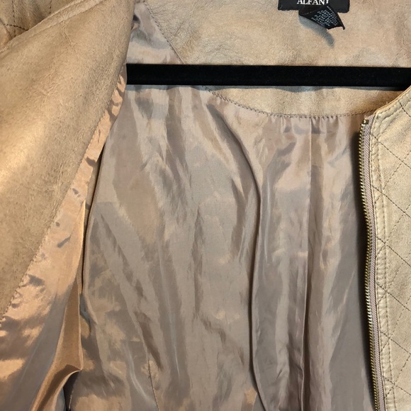 Alfani Vegan Leather Stone Colored Moto Jacket - Picture 7 of 7